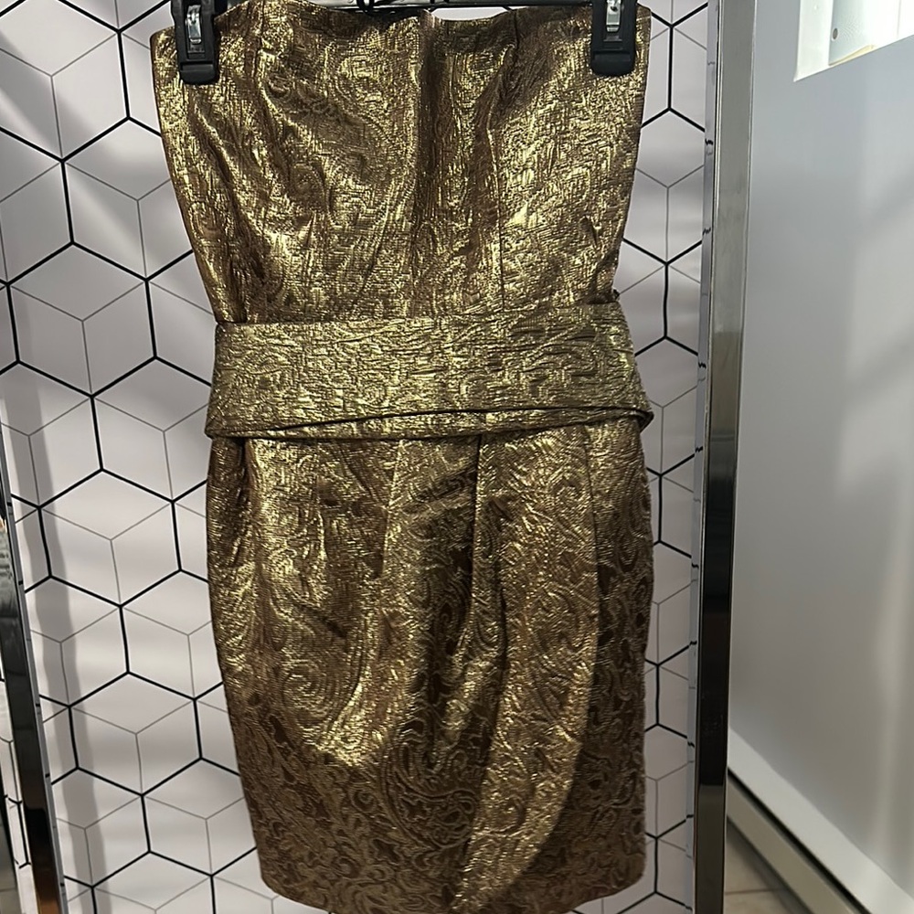 Mango Strapless Gold Dress